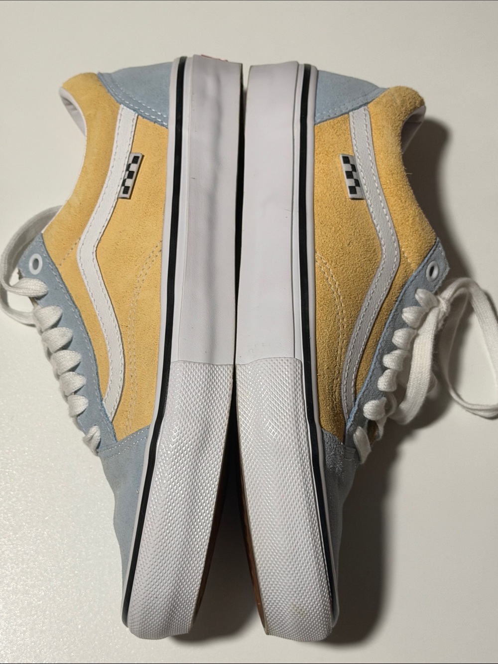 Vans Suede Low-Top Sneakers in Yellow & Light Blue